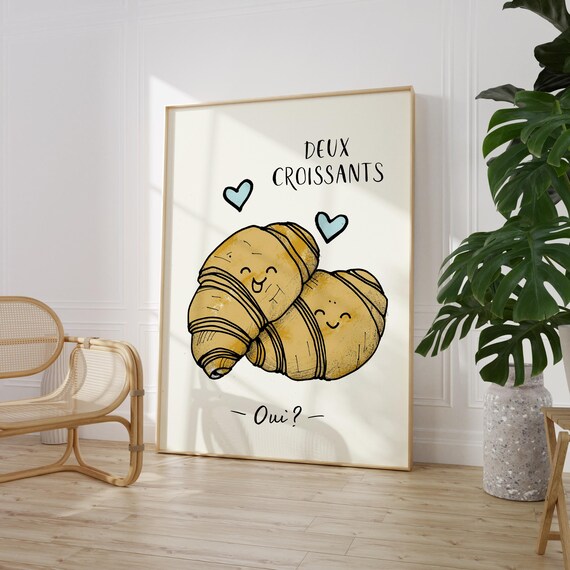 Croissant Love Art Print Cute Kitchen French Decor Food Lover Gift Printed On Luxury Paper