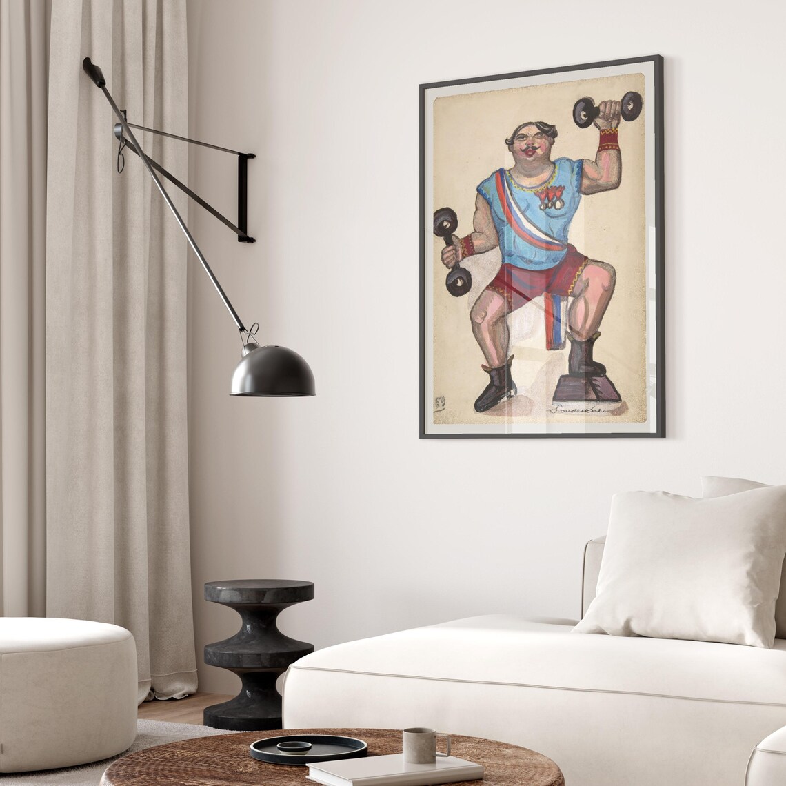 Vintage Circus Strongman With Dumbbells Retro Gym Illustration Poster - Image 2