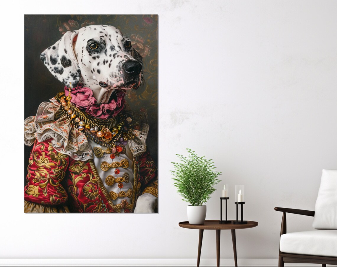 Dalmatian Victorian Aristocrat Portrait Dog In Royal Costume Poster