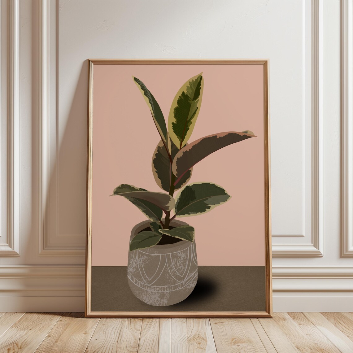 Rubber Plant Ficus Elastica Botanical Art Potted Houseplant Wall Print - Image 3