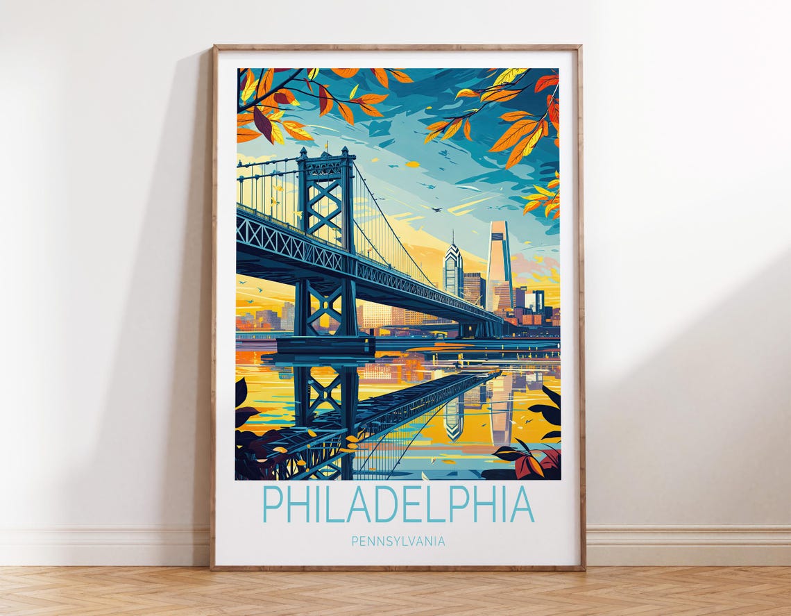 Philadelphia Pennsylvania Travel Poster Philadelphia City Wall Art Pennsylvania Artwork Personalised Gifts Wedding Gifts