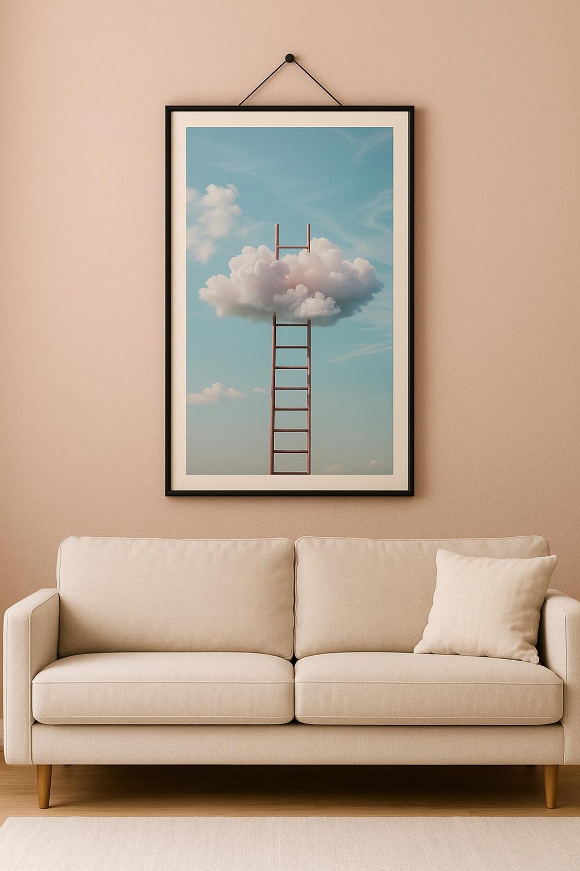 Ladder to the Clouds Surreal Dreamy Sky Minimalist Pastel Art Poster