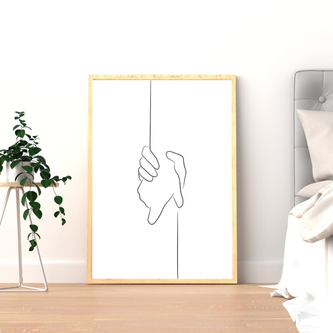 Minimalist Hand Holding Line Art Art Print