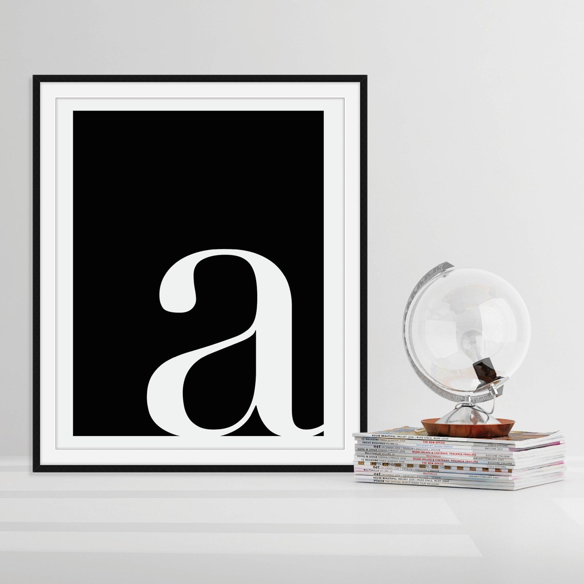 Lowercase A Serif Monogram Letter Black and White Minimalist Poster - Image 5