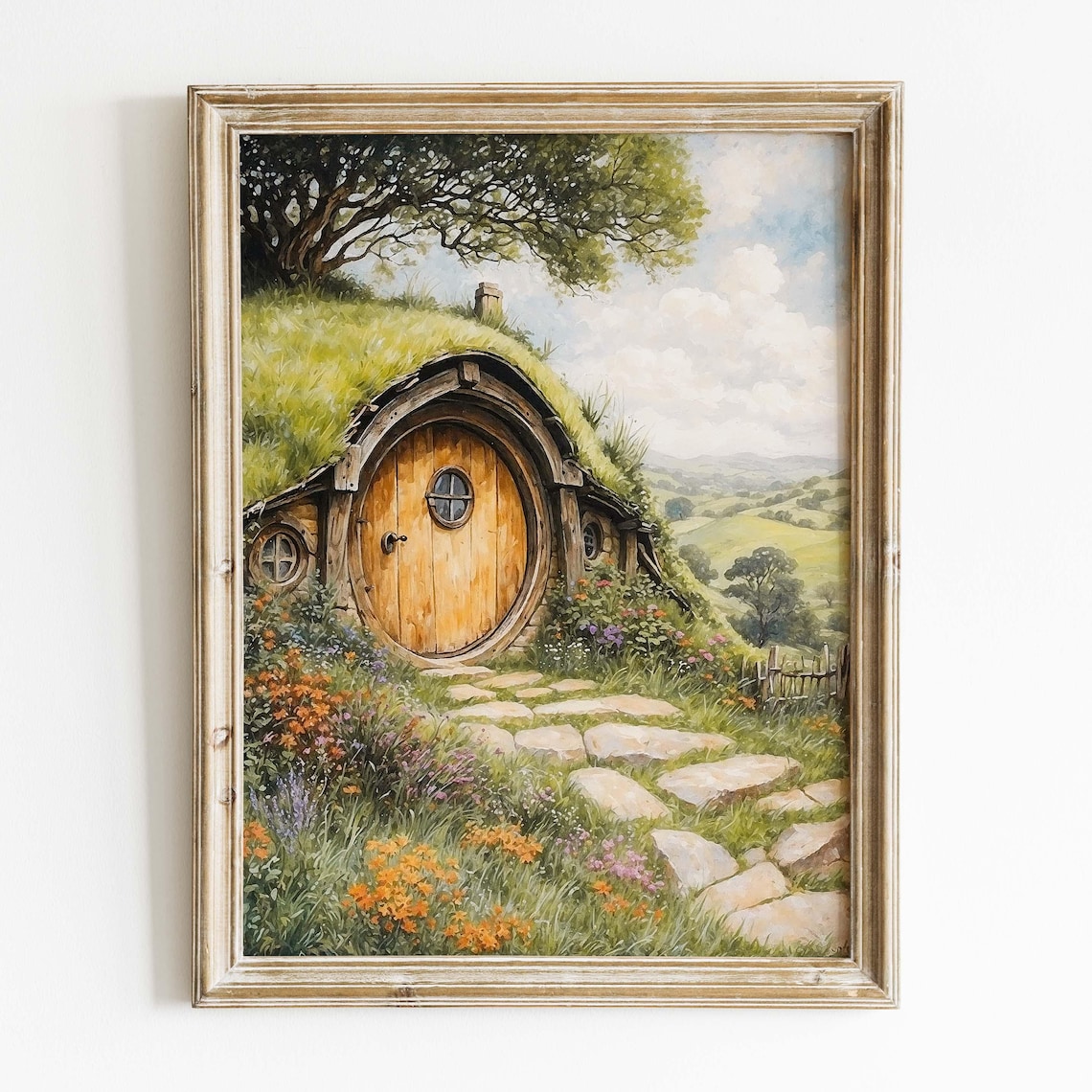 Fantasy House In The Shire Watercolor Art Print