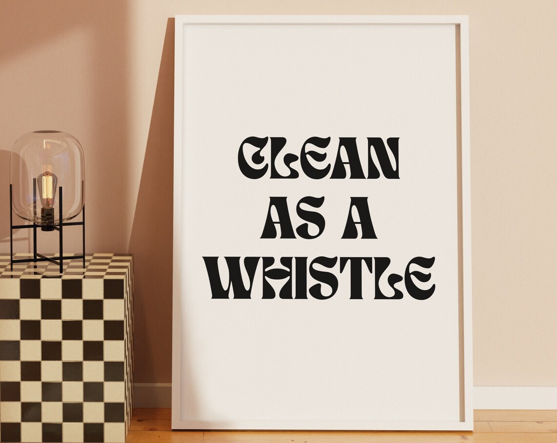 Clean as a Whistle Retro Bathroom Funny Quote Typography Poster