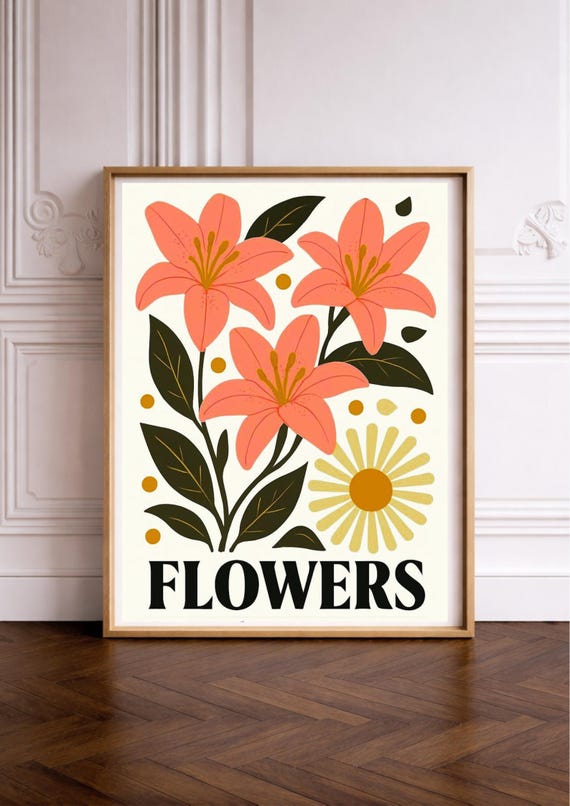 Flower Market Poster Flowers Decoration For The House Floral Red Print
