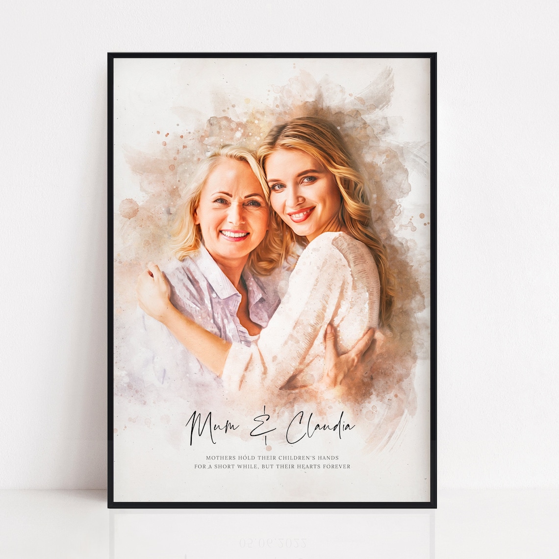 Personalized Mother and Daughter Portrait Art Print