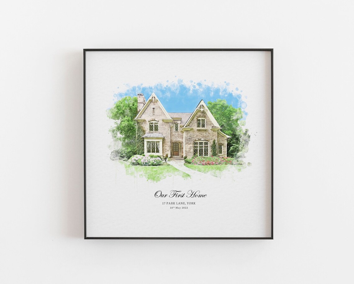 Personalised Watercolour House Portrait, New Home Print