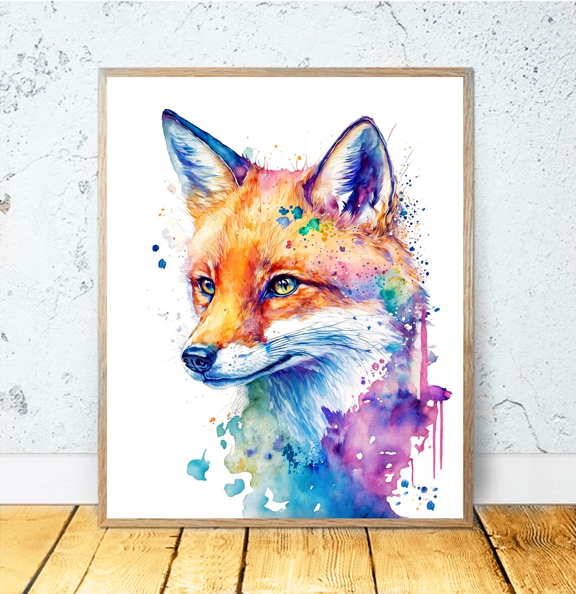Fox Watercolor Art Print, Animal Decor for Walls
