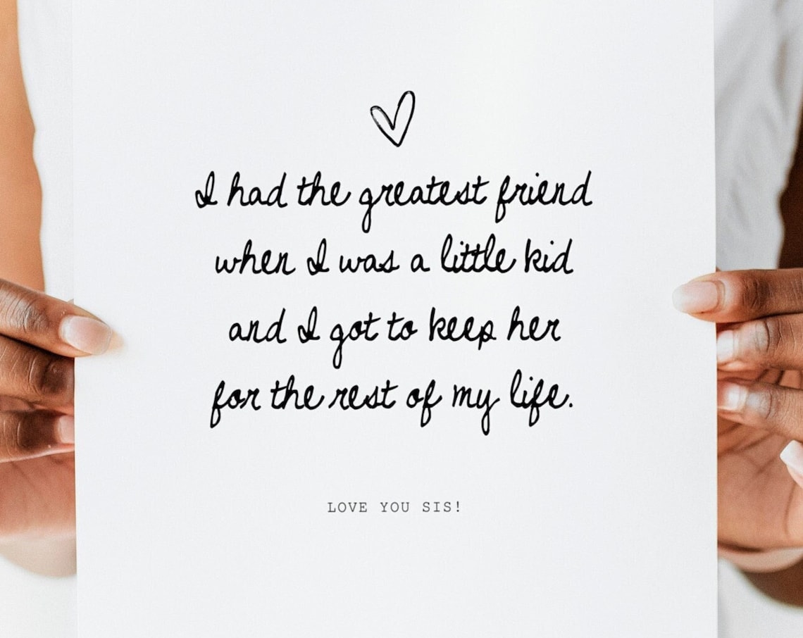 Big Sister Friendship Quote Hand Lettered Love You Sis Gift Poster
