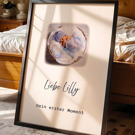 Personalized Baby Photo Print Custom Newborn Name Quote Poster Birth Gift Nursery Wall Art Keepsake For Parents