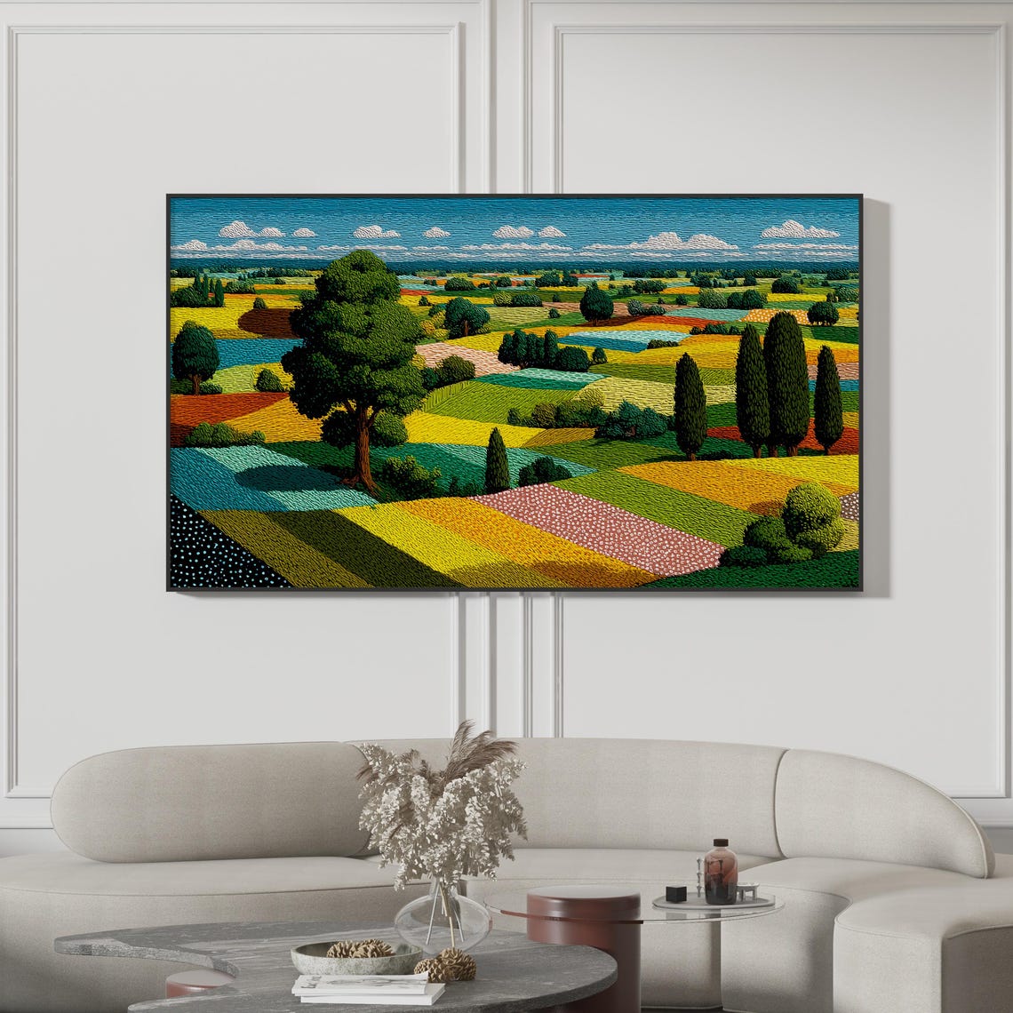 Abstract Forest Art Print Geometric Cone Tree Modern Colorful Landscape
