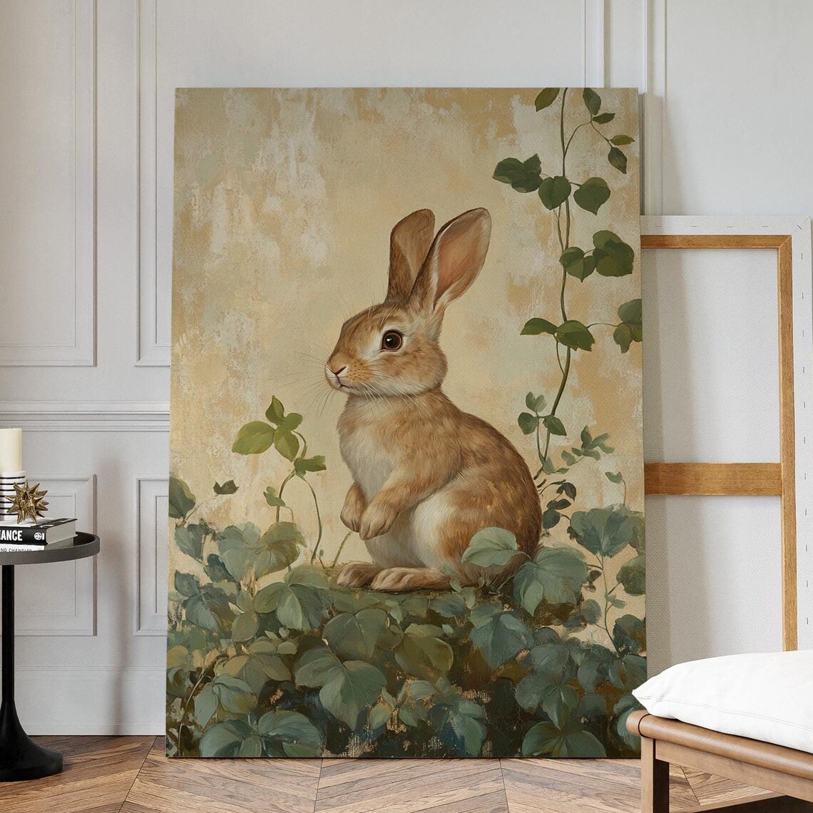Charming Rabbit Art Print, Rustic Nature Inspired