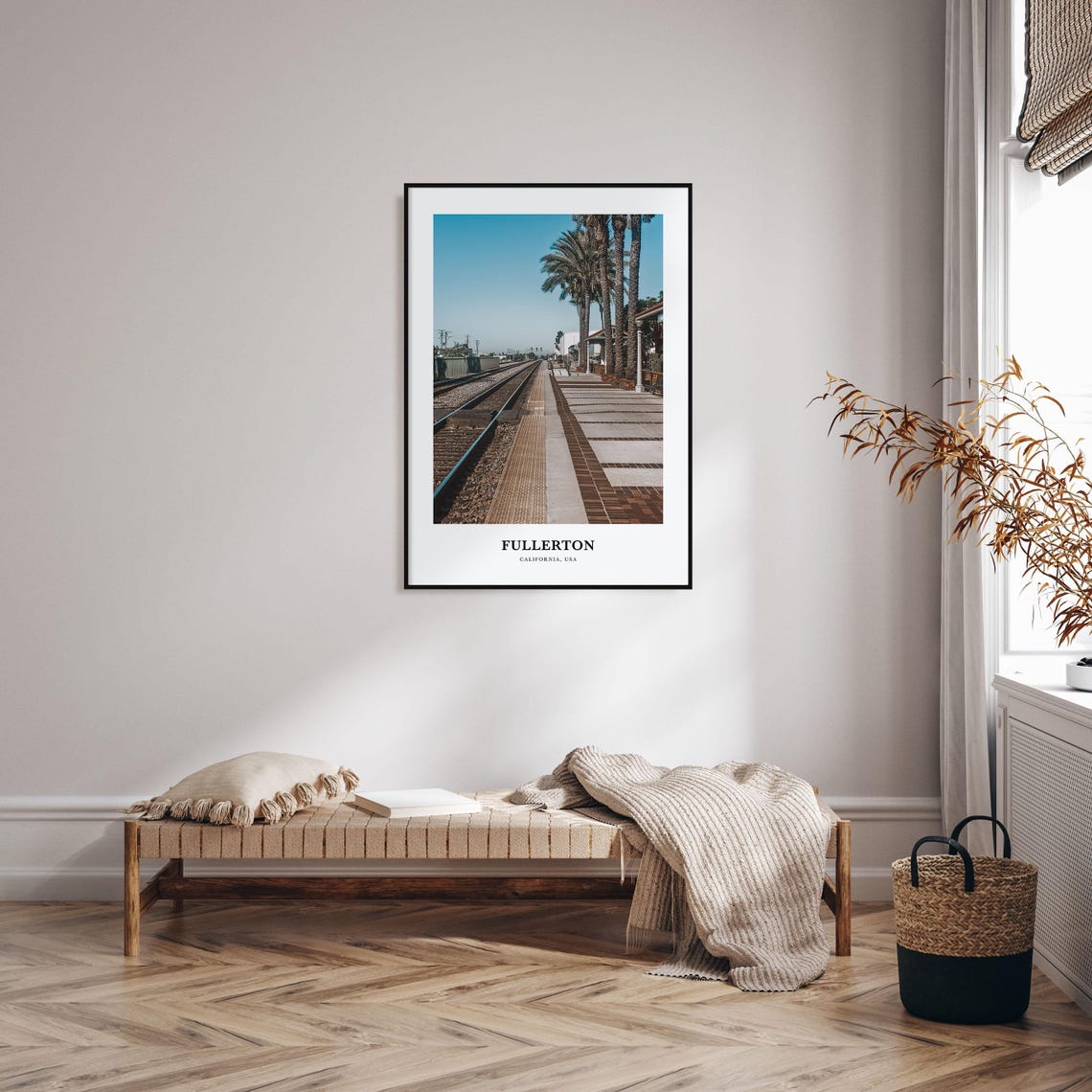 Fullerton California Train Station Palm Lined Platform Travel Poster - Image 3
