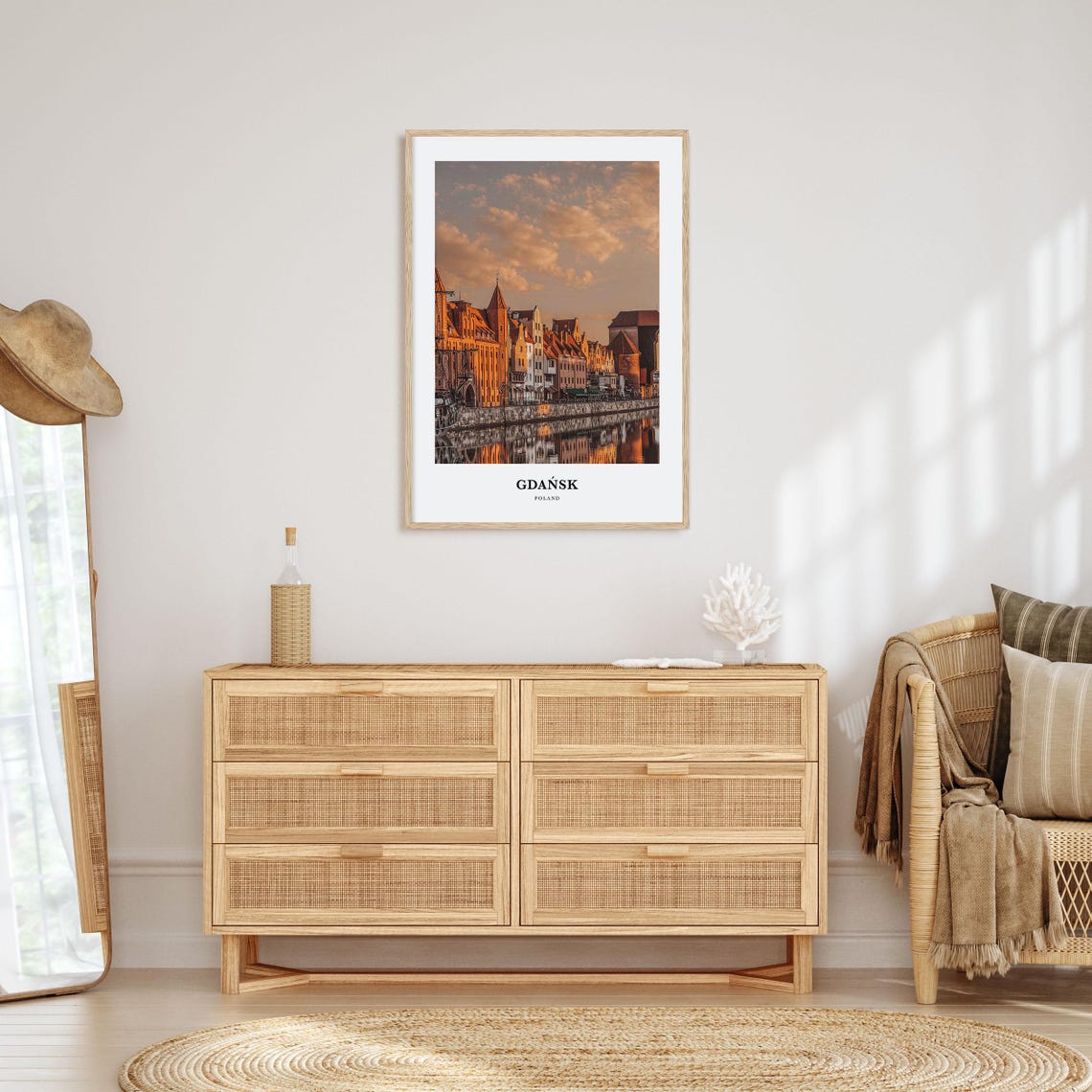 Gdańsk Poland Historic Waterfront Golden Sunset Glow Travel Poster - Image 2