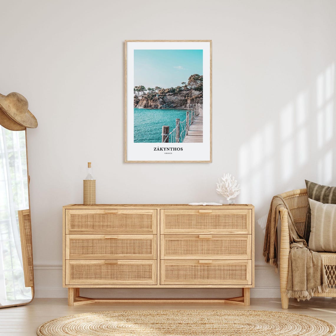 Zakynthos Greece Wooden Bridge Turquoise Island View Travel Poster - Image 2