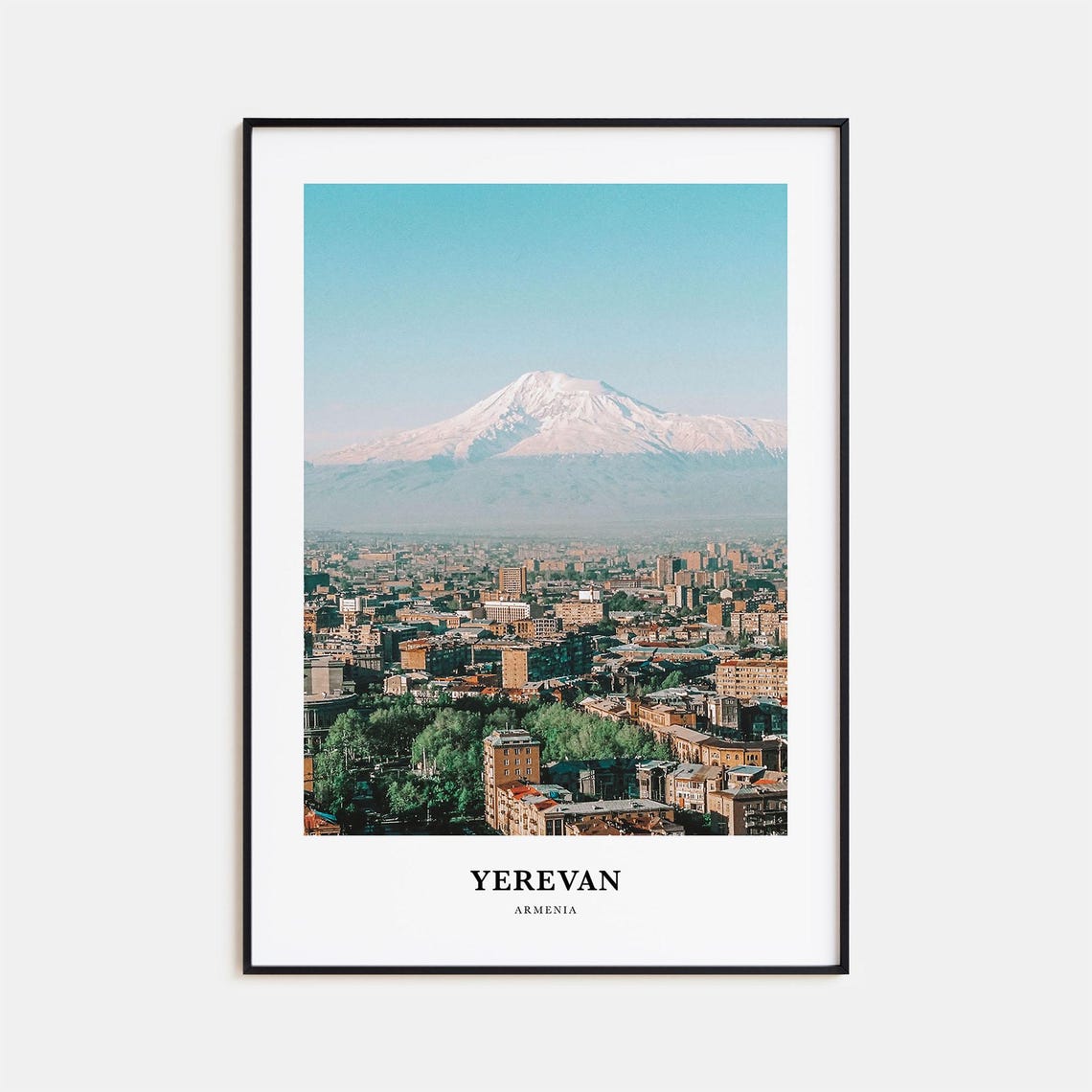 Yerevan Cityscape Mount Ararat Snowy Peak Armenia View Poster