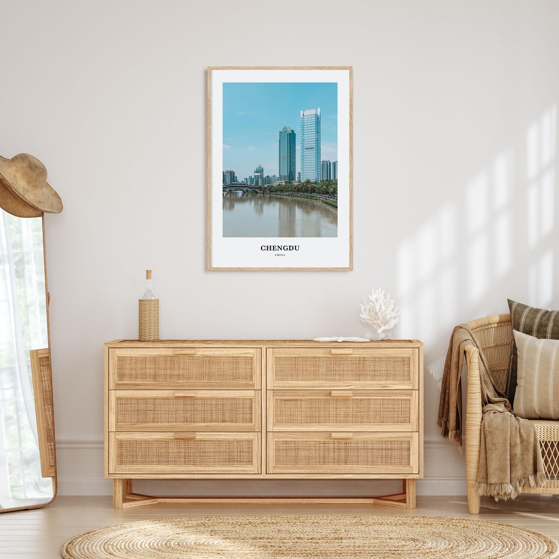 Chengdu China Riverside Glass Skyscrapers Stone Bridge Photo Poster - Image 2