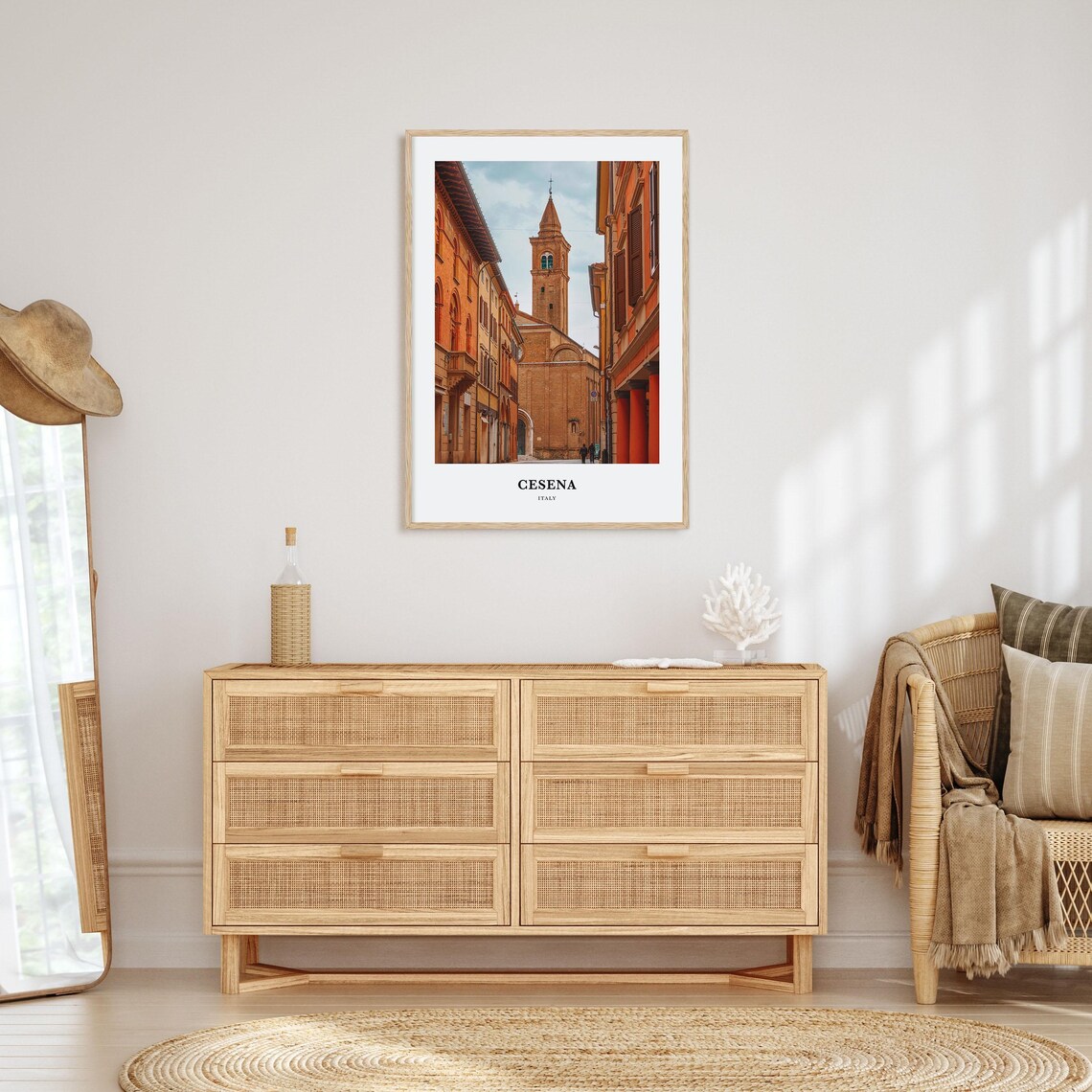 Cesena Italy Old Town Street Brick Church Tower Photo Poster - Image 2