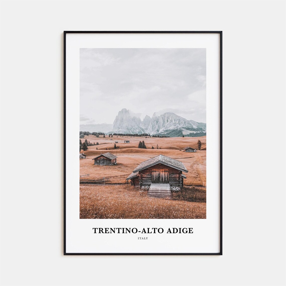 Trentino-Alto Adige Alpine Meadow Wooden Hut Mountain View Poster