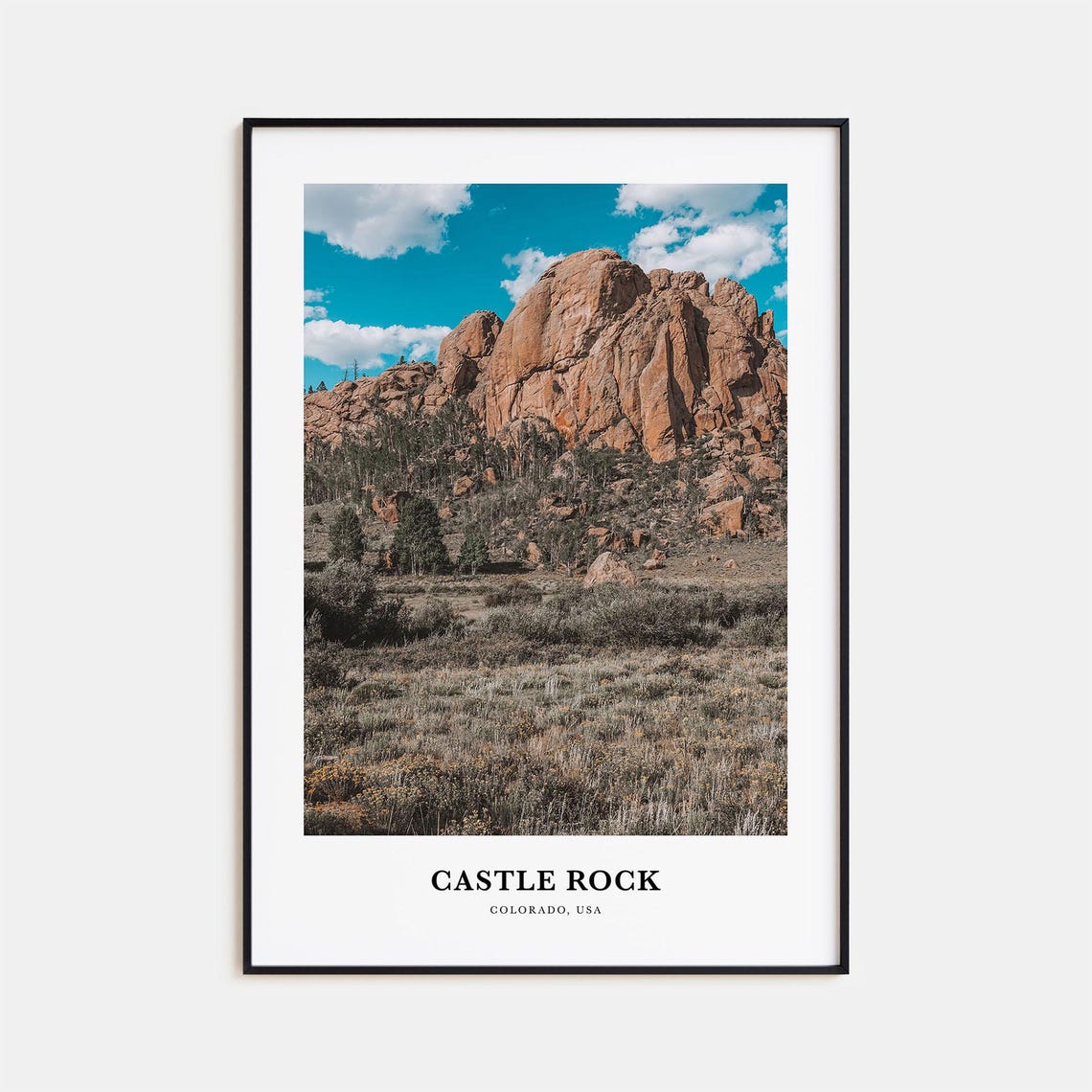 Castle Rock Colorado Rugged Rock Butte Blue Sky Photo Poster