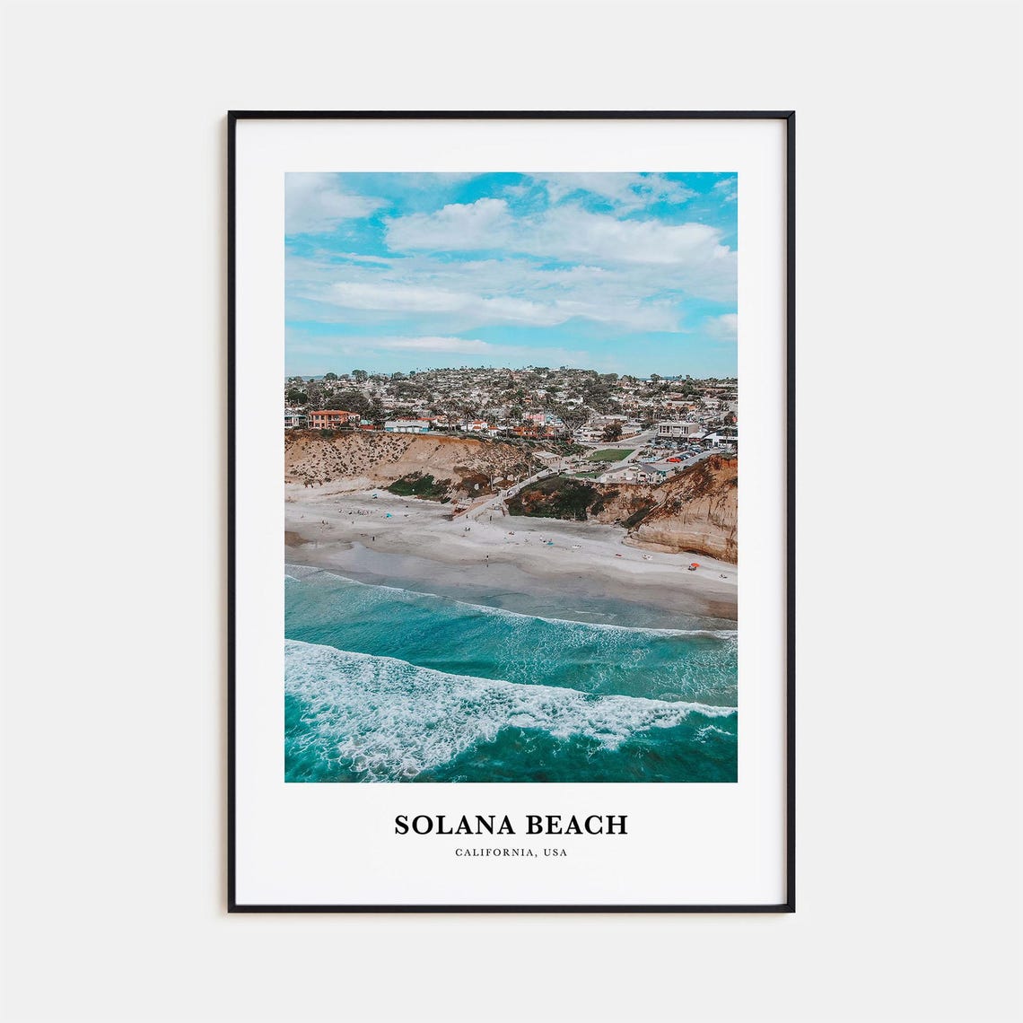 Solana Beach California Aerial Coastline Waves Photo Travel Poster