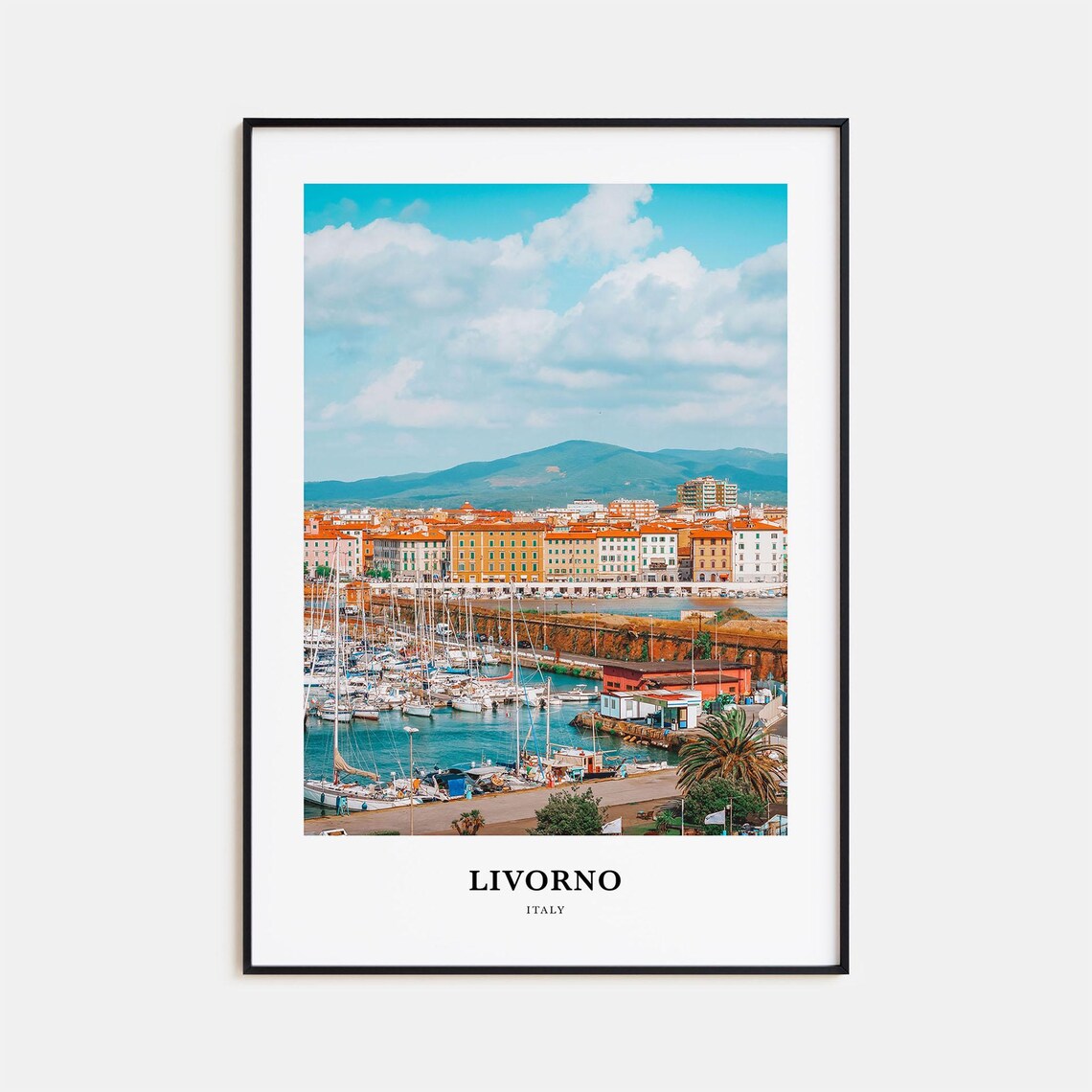Livorno Italy Harbor Marina Waterfront Minimalist Travel Poster