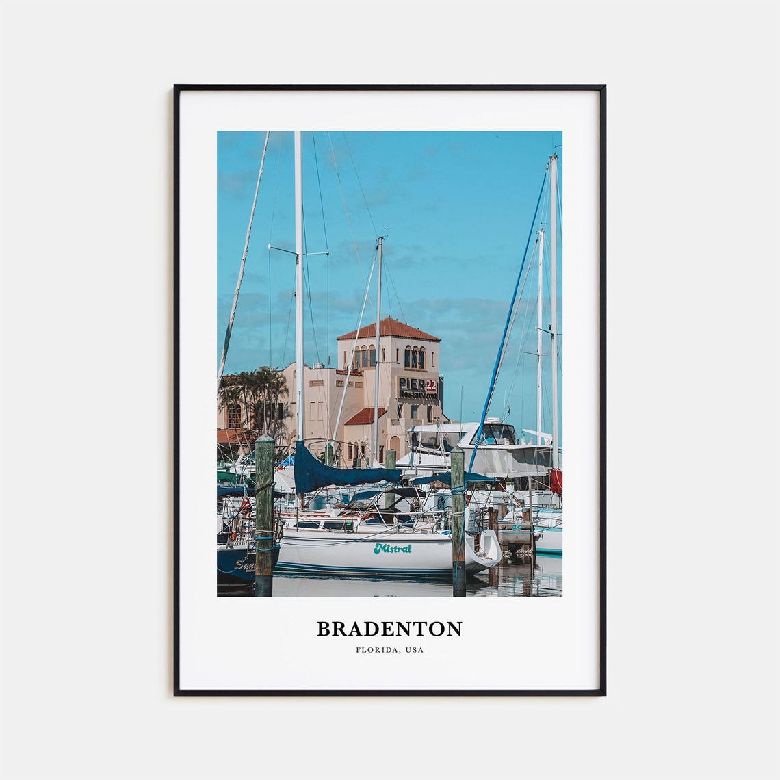 Bradenton Florida Sunny Marina Sailboats Waterfront Photo Poster