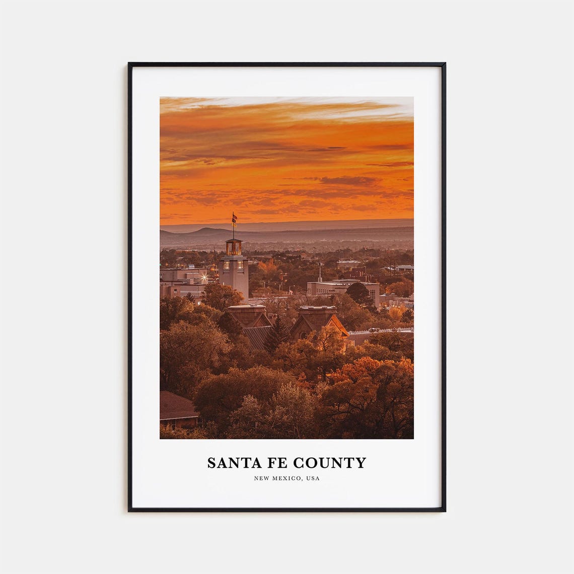 Santa Fe County New Mexico Sunset Bell Tower Desert Sky Poster