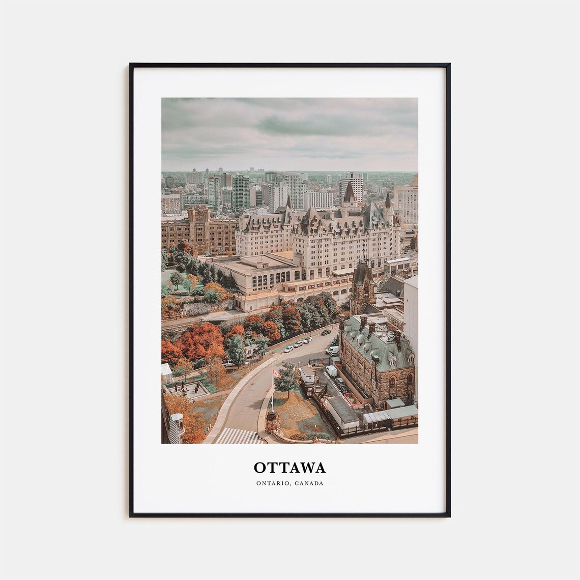Ottawa Canada Aerial Cityscape Parliament Photo Travel Poster