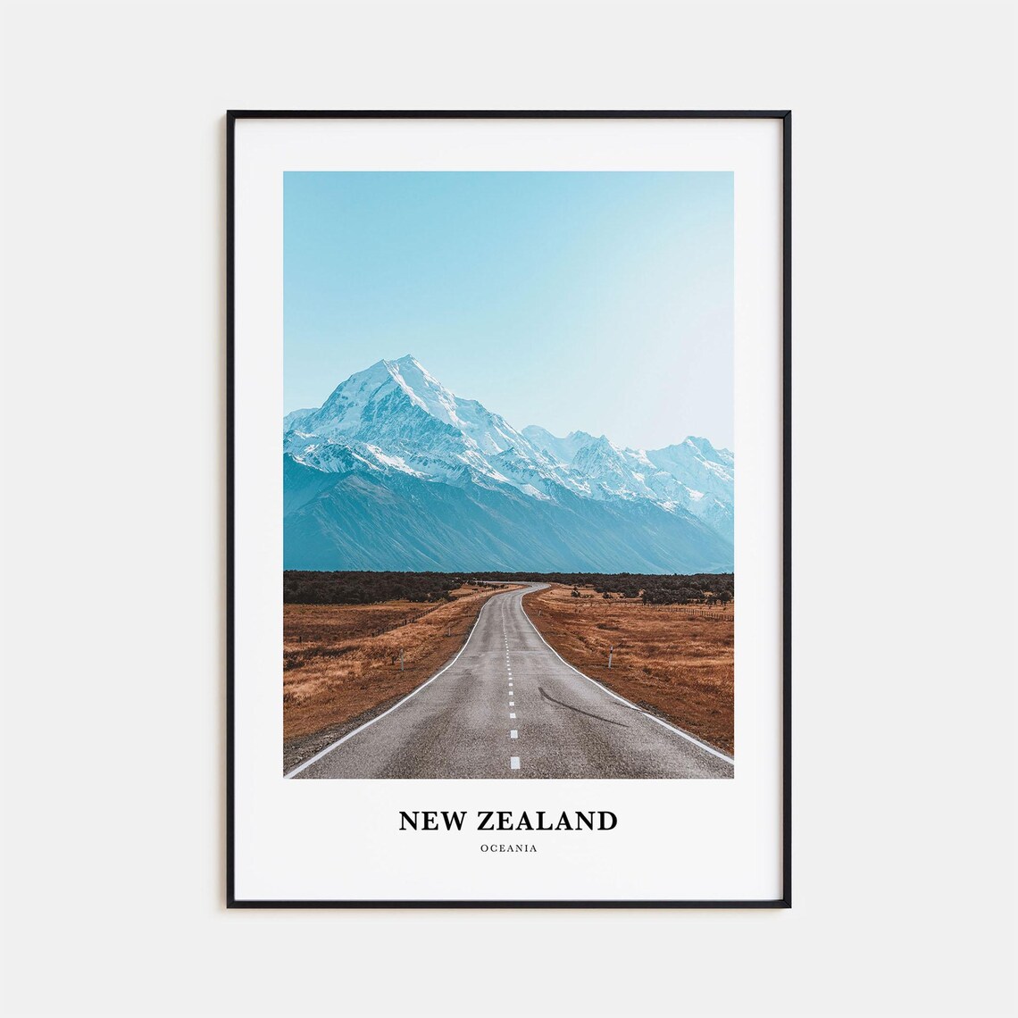 New Zealand Oceania Mountain Road Landscape Travel Photo Poster