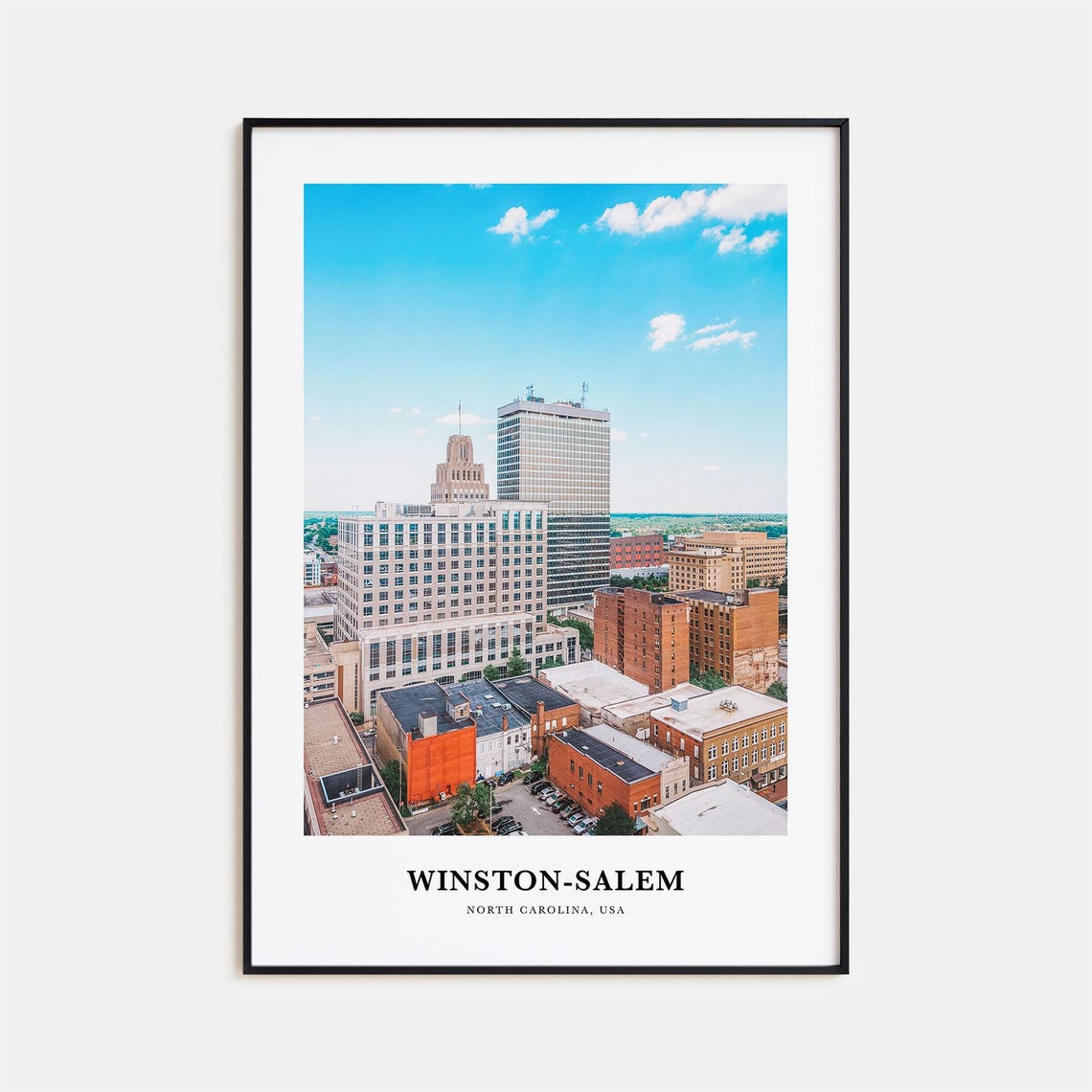 Winston-Salem North Carolina Downtown Skyline Aerial City Poster