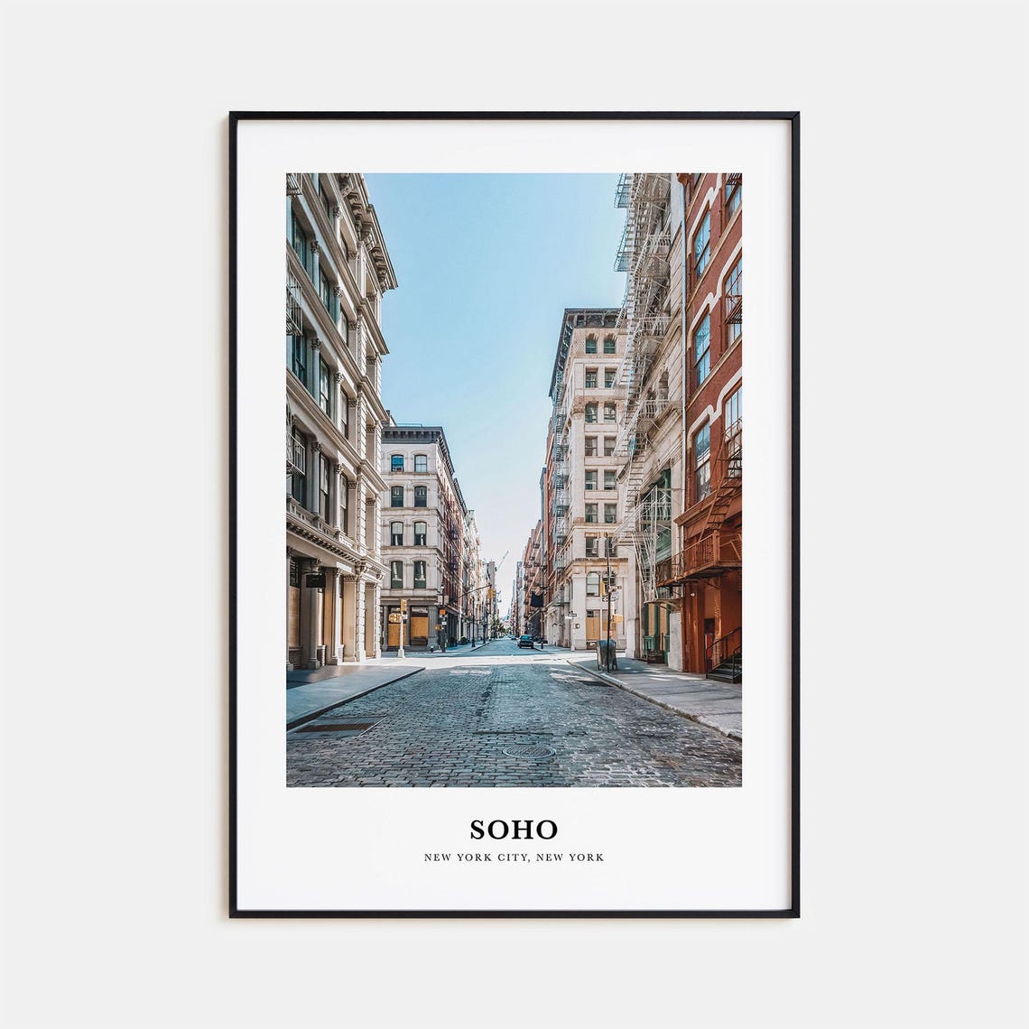 Soho New York City Cobblestone Street Cast Iron Facade Poster