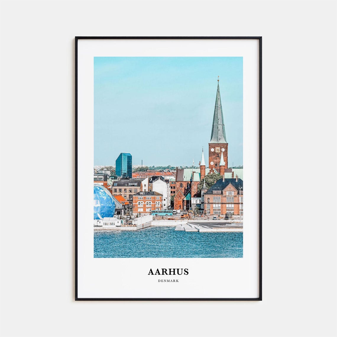 Aarhus Denmark Waterfront Cathedral Modern Harbor Travel Poster