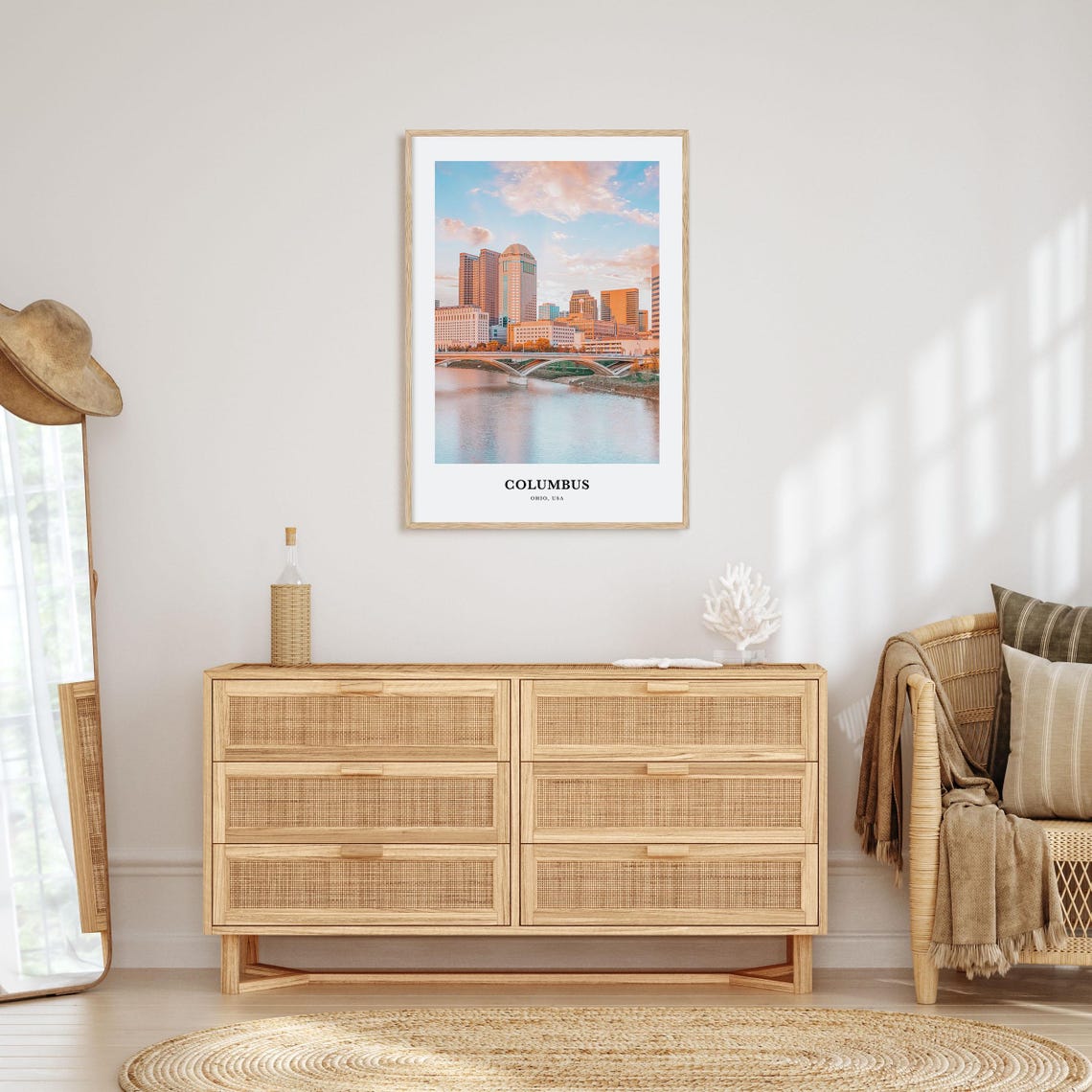 Columbus Ohio Skyline Glowing over the Scioto River at Sunset Poster - Image 2