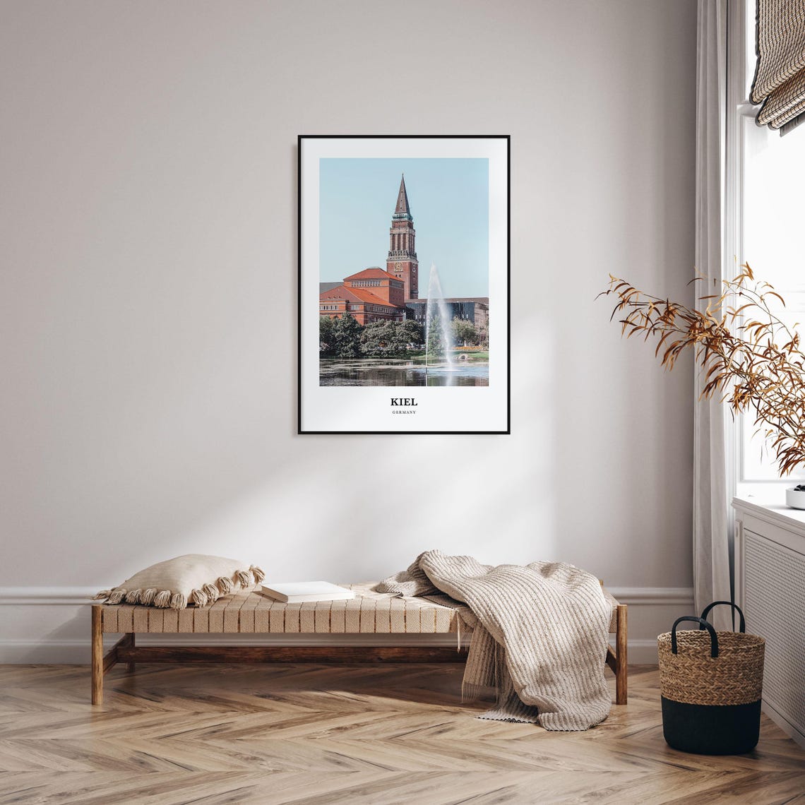 Kiel Germany Brick City Hall Tower Fountain Lakeside Travel Poster - Image 3