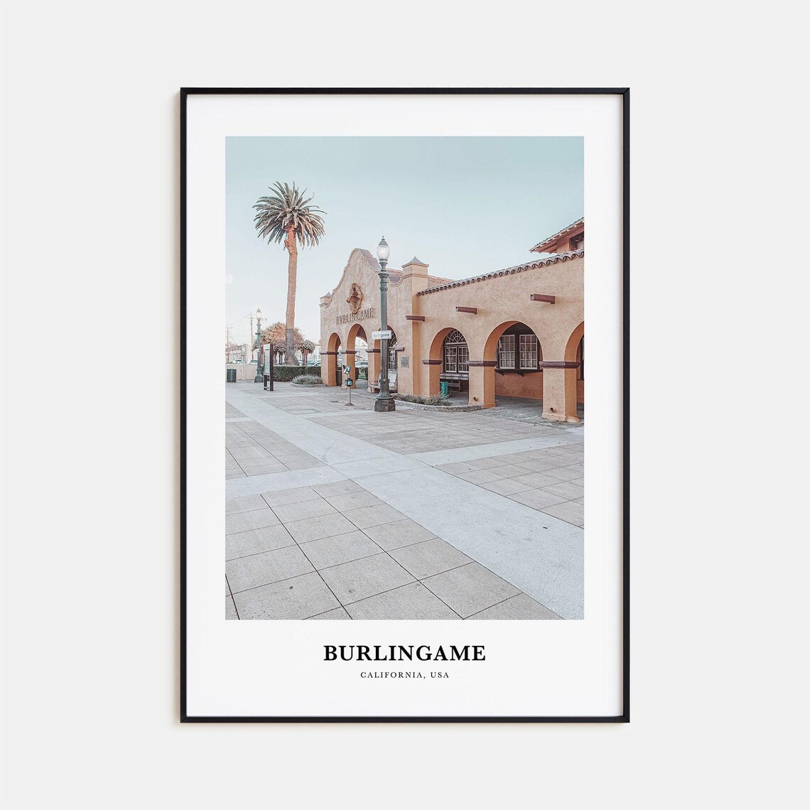Burlingame Travel Poster, California Wall Art Print