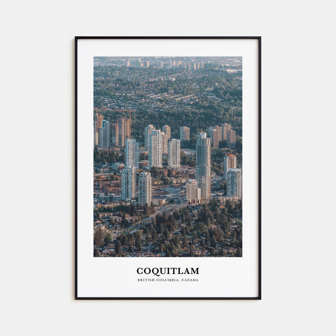 Coquitlam British Columbia City Aerial Minimalist Travel Poster