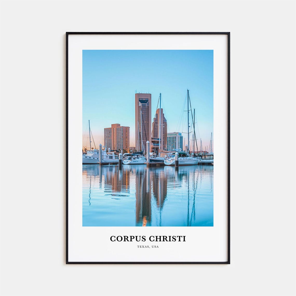Corpus Christi Texas Marina Sailboats Reflected in Water Poster