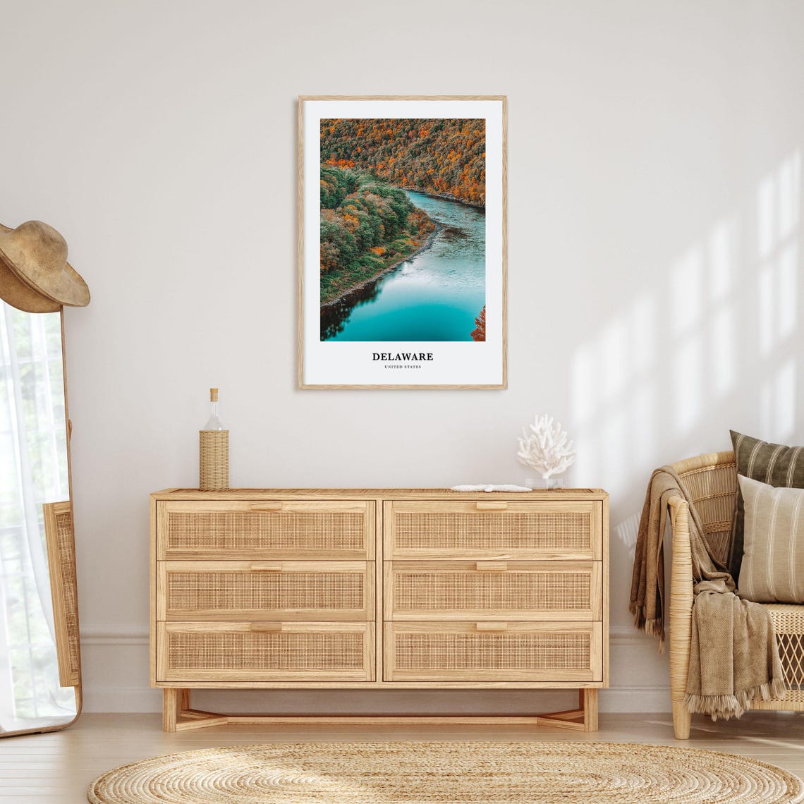 Delaware Autumn River Valley Landscape Minimalist Travel Poster - Image 2