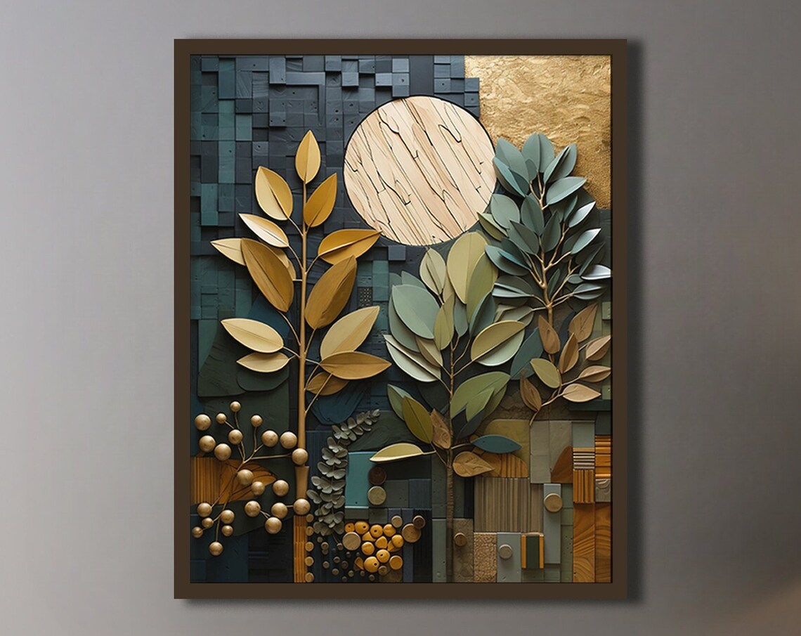 Boho Earth Tones Wood Grain Wall Art Print, Bedroom Decor