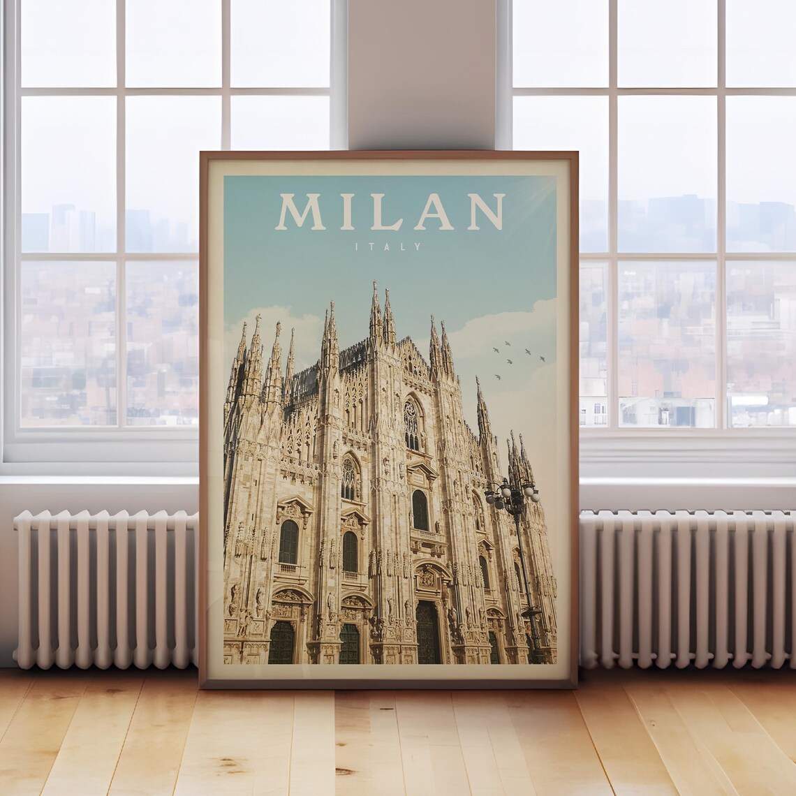 Milan Italy Travel Poster, Duomo Wall Art Print