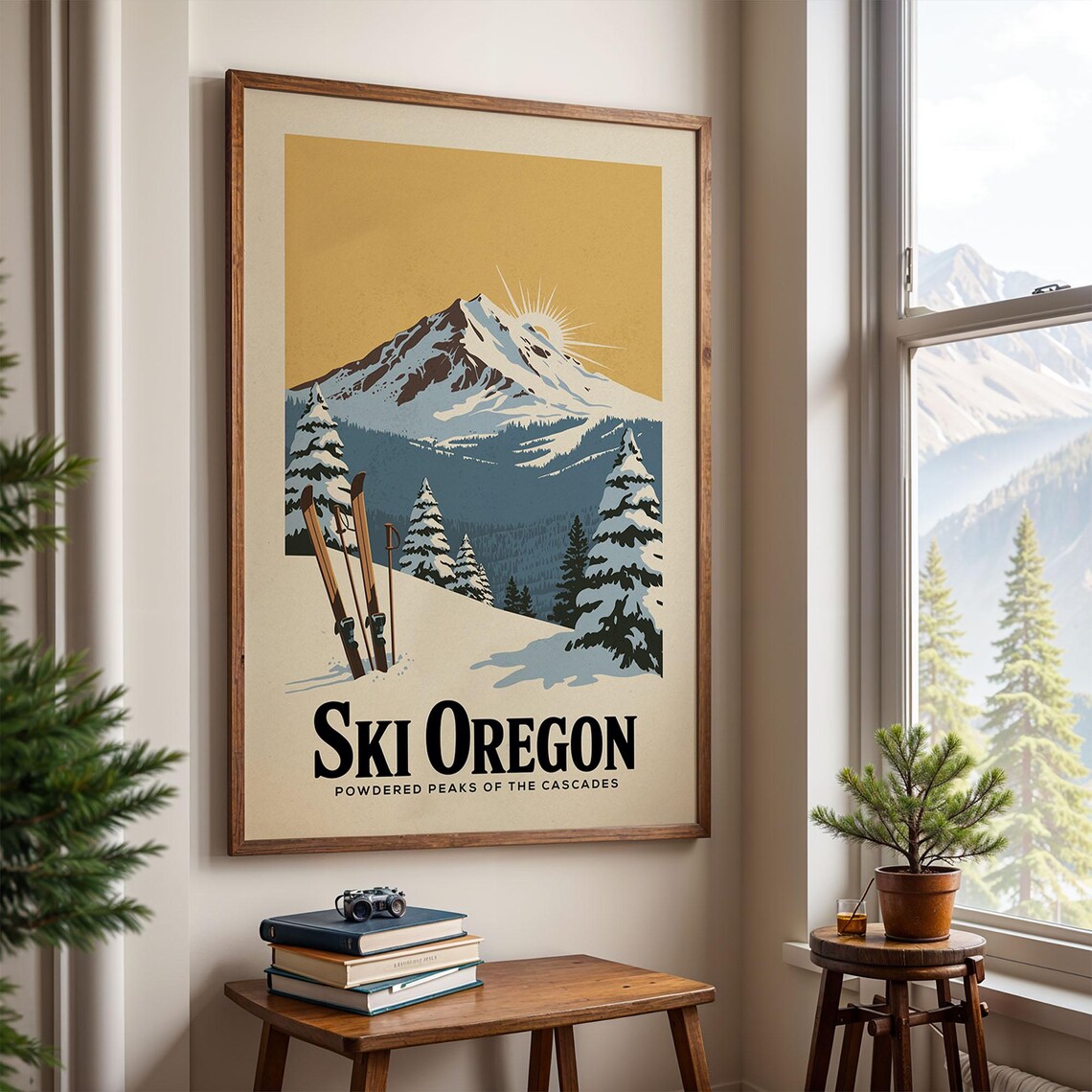 Oregon Ski Poster, Vintage Retro Gift for Men