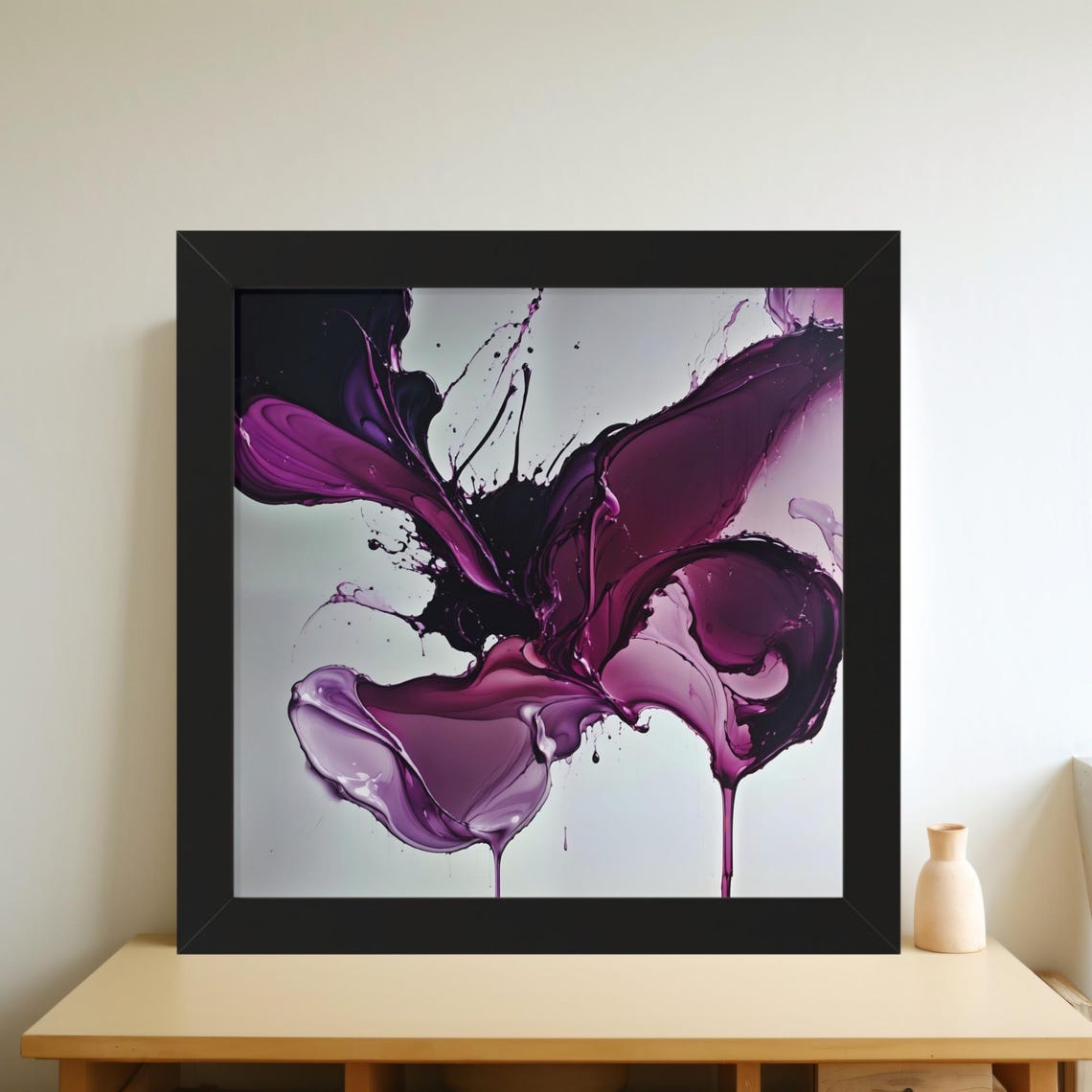 Purple Ink Splash Abstract Fluid Art Modern Decorative Poster