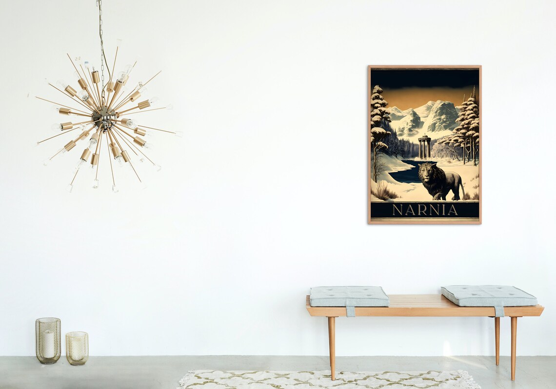Narnia Winter Wonderland Aslan Lion Snowy Valley Travel Poster - Image 4