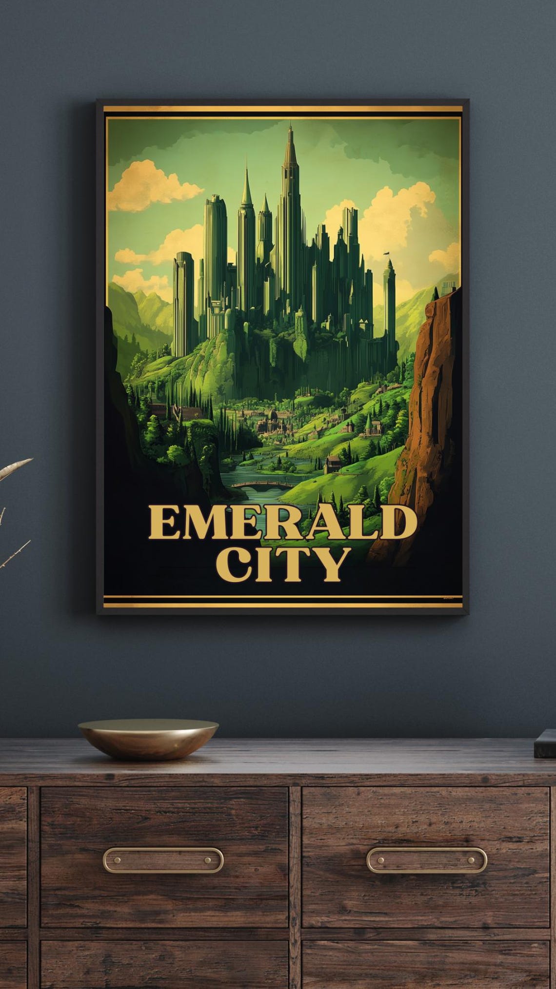 Emerald City Oz Cliffside Green Spires Valley View Travel Poster - Image 3