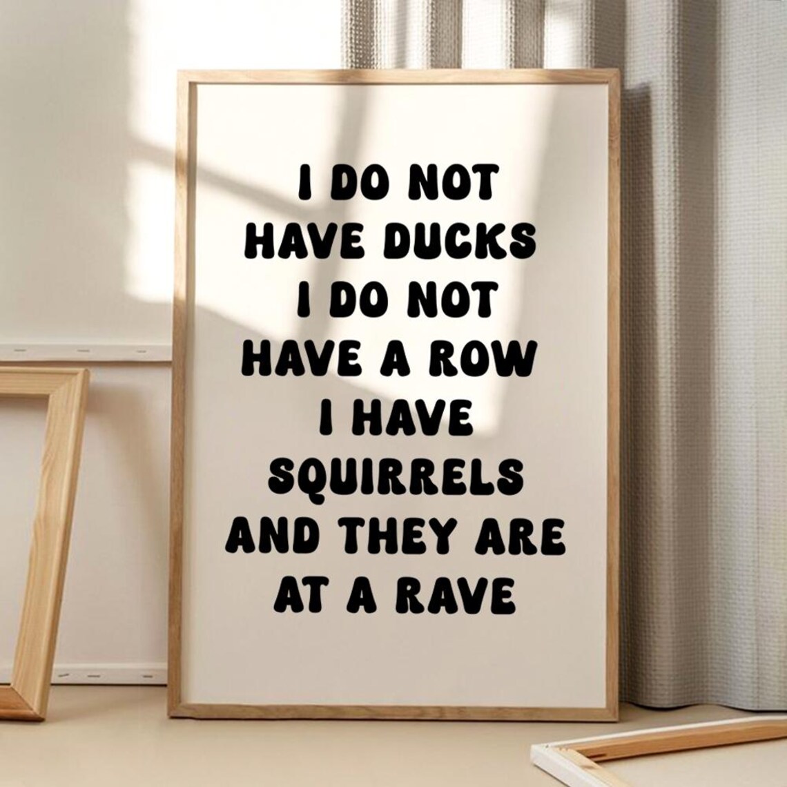Funny Squirrels Quote Poster, Retro Bold Typography Trendy Humor Wall Decor