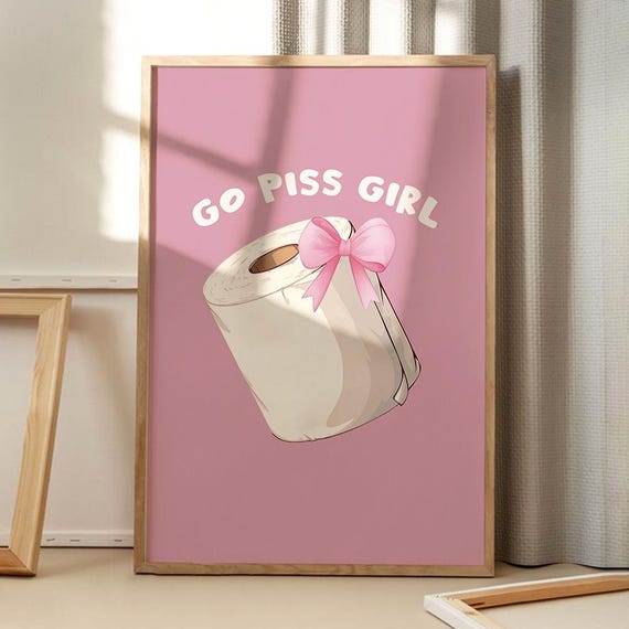 Go Piss Girl Retro Bathroom Wall Poster
