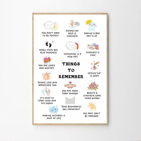 Things To Remember Daily Affirmations Cute Illustrations Poster